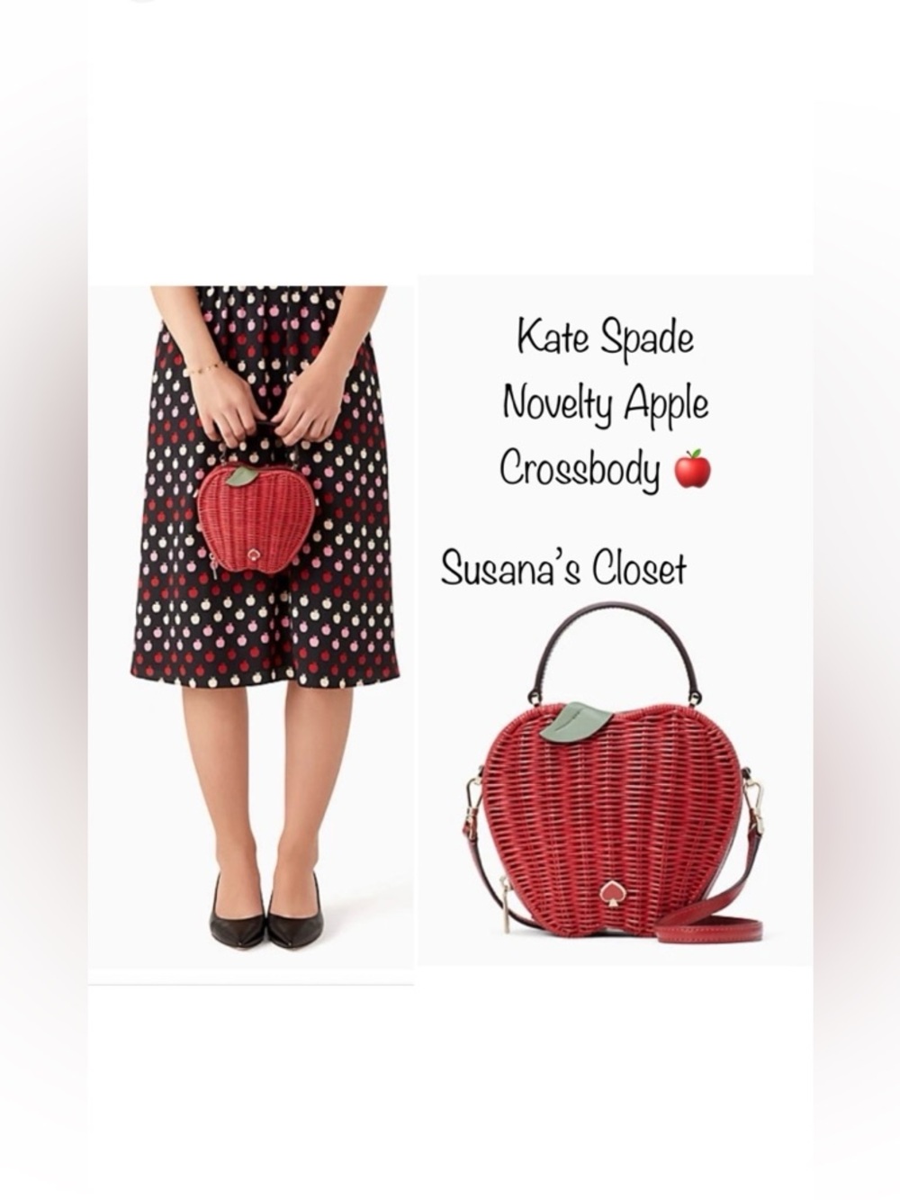 Kate Spade Novelty Honeycrisp Apple Basket Novelty Crossbody Bag k8166